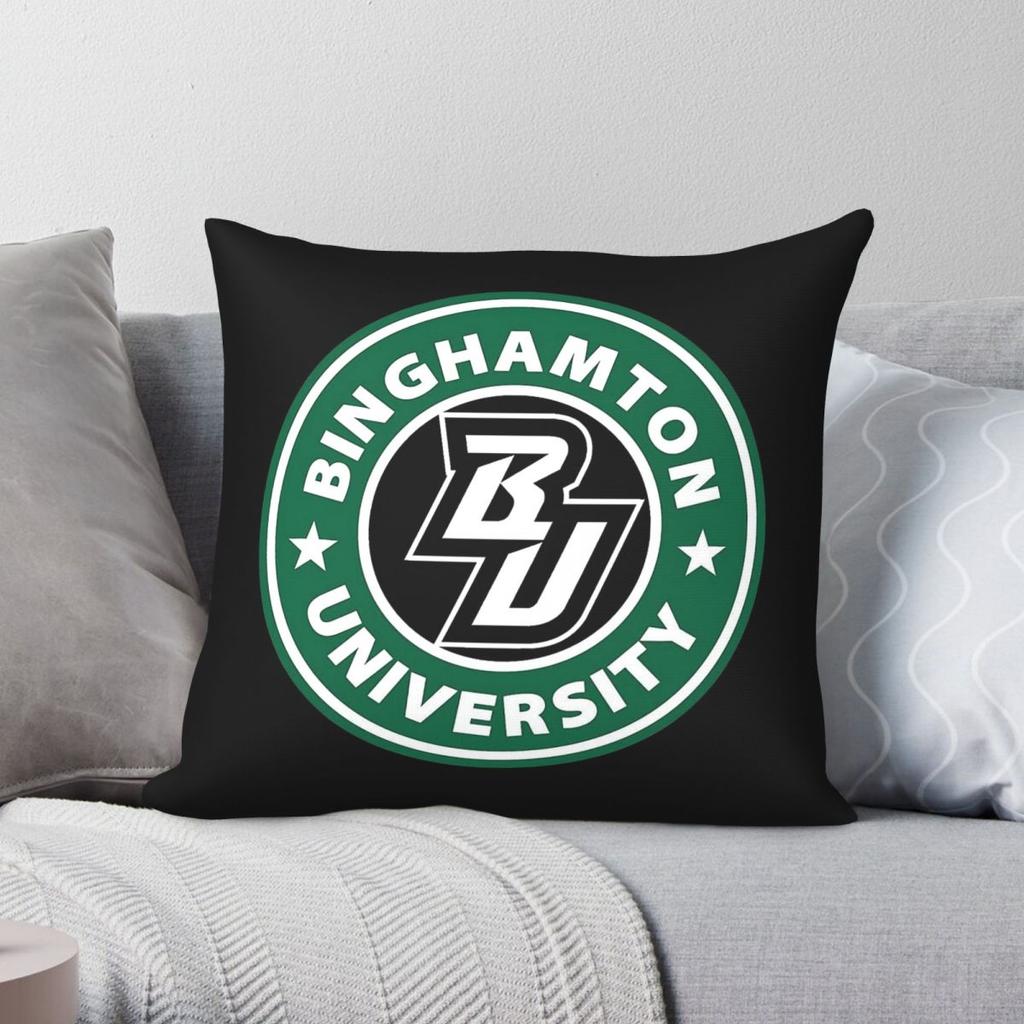 Binghamton University Square Pillowcase Polyester Linen Velvet Creative Zip Decor Room Cushion Cover