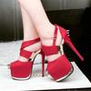 Новые модные женские туфли на очень высоком каблуке с платформой, сексуальные туфли из флока, женские туфли-лодочки, туфли для вечеринок, сандалии с пряжкой 553