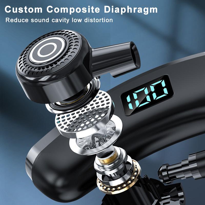 Wireless Bluetooth 5.2 Earphone Ear Hook Headset LED Display Business Headphones HiFi Stereo Waterproof Earbuds