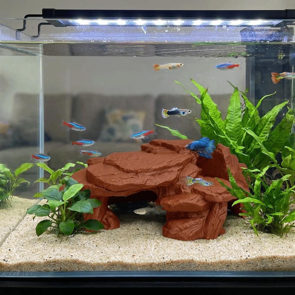 Simulated Rock Fish Tank Rockery Ornaments Realistic Texture Reptile Resting Place Aquariums