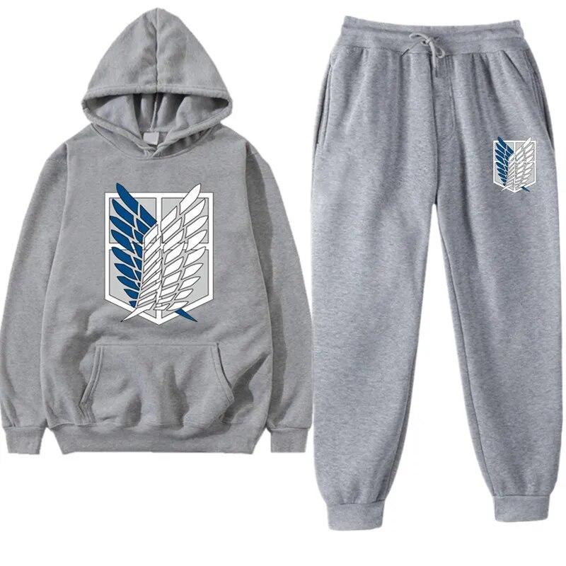 Anime Attack On Titan Levi Green Winter Tracksuit 2 Piece Set Hoodies Pants Sportwear Suit Hooded Sweatshirt Tracksuit Woman