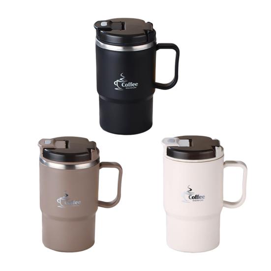 Кофейная кружка из нержавеющей стали, термостакан для воды с крышкой-соломинкой для отделения чая и складной ложкой, дорожная кружка без содержания бисфенола А