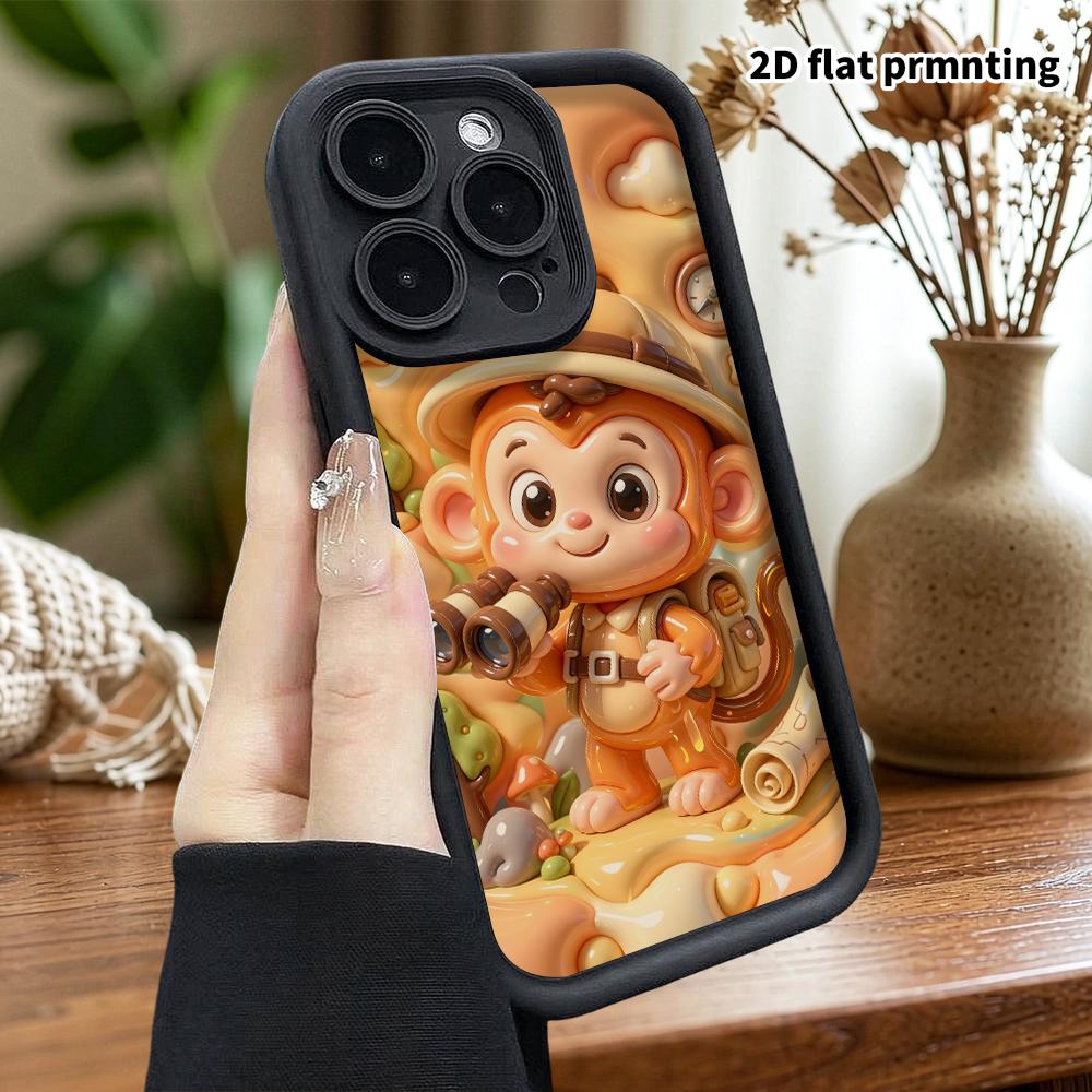 Phone case: 2D flat design, suitable for iPhone 18 17 16 15 14 13 Pro protective case, adventure little monkey, perfect Christmas and Halloween holida