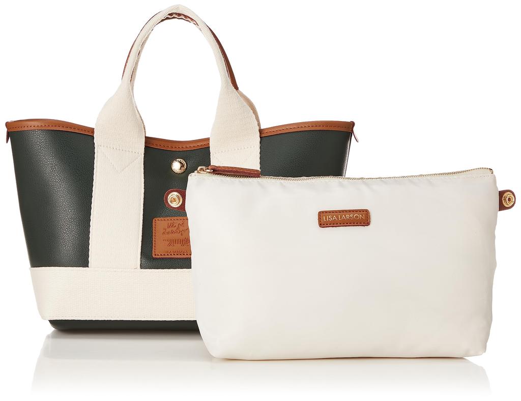 Lisa Larson LTPW-01 (Green) Women's Lightweight Mini Tote Bag with Button Closure and Inner Pouch, Faux Leather, Perfect for Commuting, Freestanding,