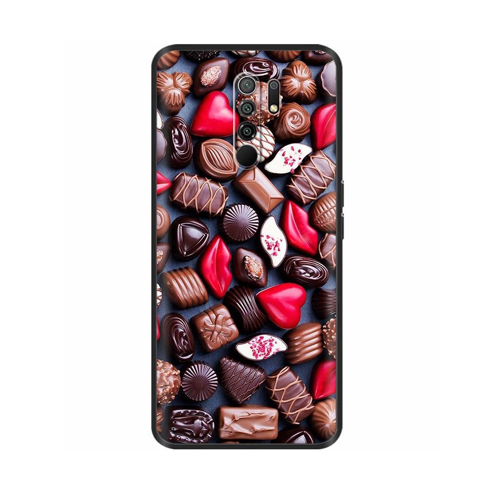 Силиконовый чехол для Xiaomi Redmi 9 Redmi9 Чехол Задняя крышка Coque Funda Оболочка Мягкий Черный ТПУ Милый Мультяшный Чехол-сумка для телефона Бампер Защитный