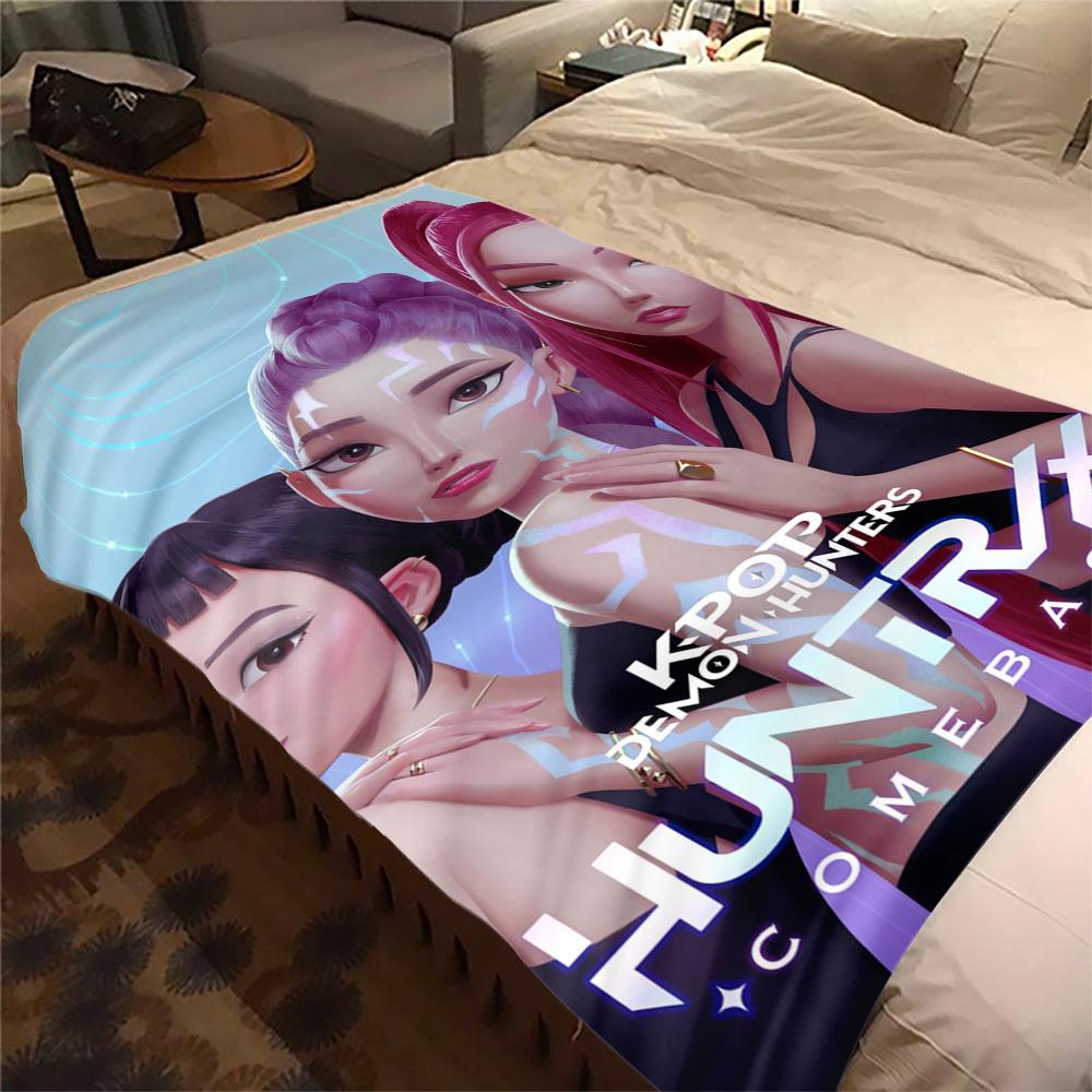 1Pc K-Pop, Demon Hunters Print Flannel Blanket, High quality Digital Printing, Comfortable for All Seasons, Home DecorGifts821038