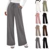 Fashion Women's Elastic High Waist Knitted Casual Wide Leg Pants With Pockets