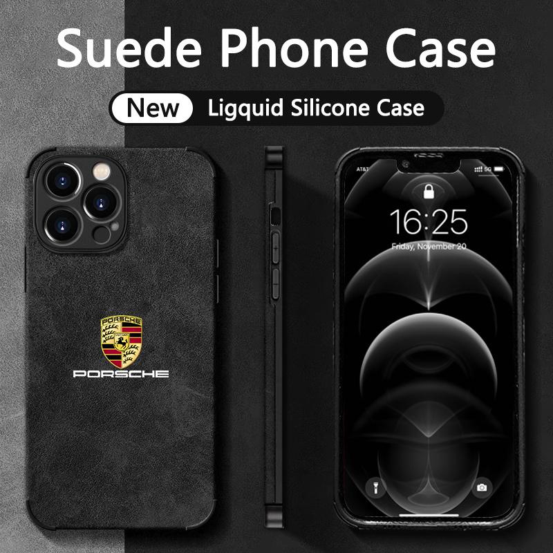 Роскошный чехол для телефона из замши и овчины с эмблемой Porsche для моделей iPhone