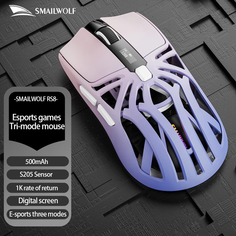 2026 НОВИНКА SMAILWOLF RS8 Беспроводная мышь Bluetooth трехрежимная игровая для ноутбука PAW3311 1 КГц форма паука игровая мышь для больших рук