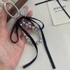 Silk Ribbon Ribbon Keychain Engraved Oval Metal Phone Charm Strap Metal Key Ring  for Young Women