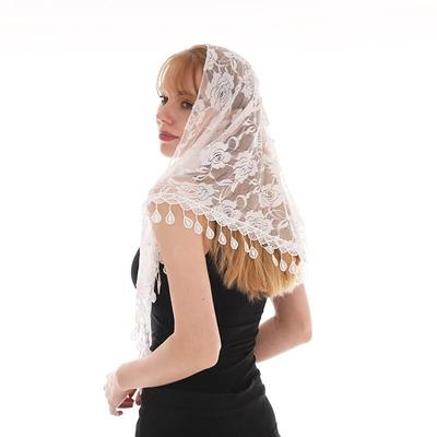 Модная Кружевная Однотонная Треугольная Бахрома Полотенце Женская Фата Однотонная Цветочная Треугольная Шарф Молитвенный Хиджаб 160*80см