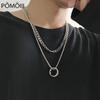 Eif Dock Punk Vintage Metal Lucky Ring Necklace Personality Gothic Multi -Layer Chain Pendant Necklace Women Men Jewelry
