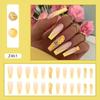 24PCS Glossy Y2K Press On Nails with Artificial Crystals - LongYellow Fake Nails for Full Cover False Acrylic Manicure for Easter