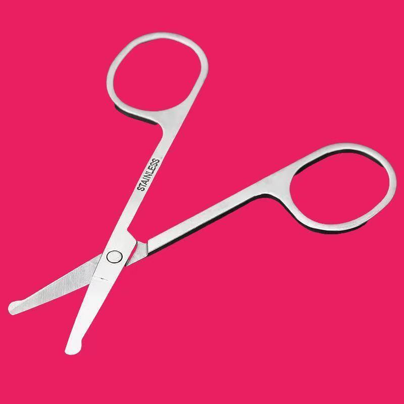Ножницы из нержавеющей стали, стрижка волос в носу с круглым носом, триммер для безопасного бритья в носу для мужчин и женщин, маленькие ножницы для стрижки женских бровей