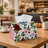 1pc Hawaiian Tissue Box with Blooming Hibiscus Plumeria - Tropical Botanical Napkin Holder & Dispenser, Decorative Storage Organizer Suitable for Kitc