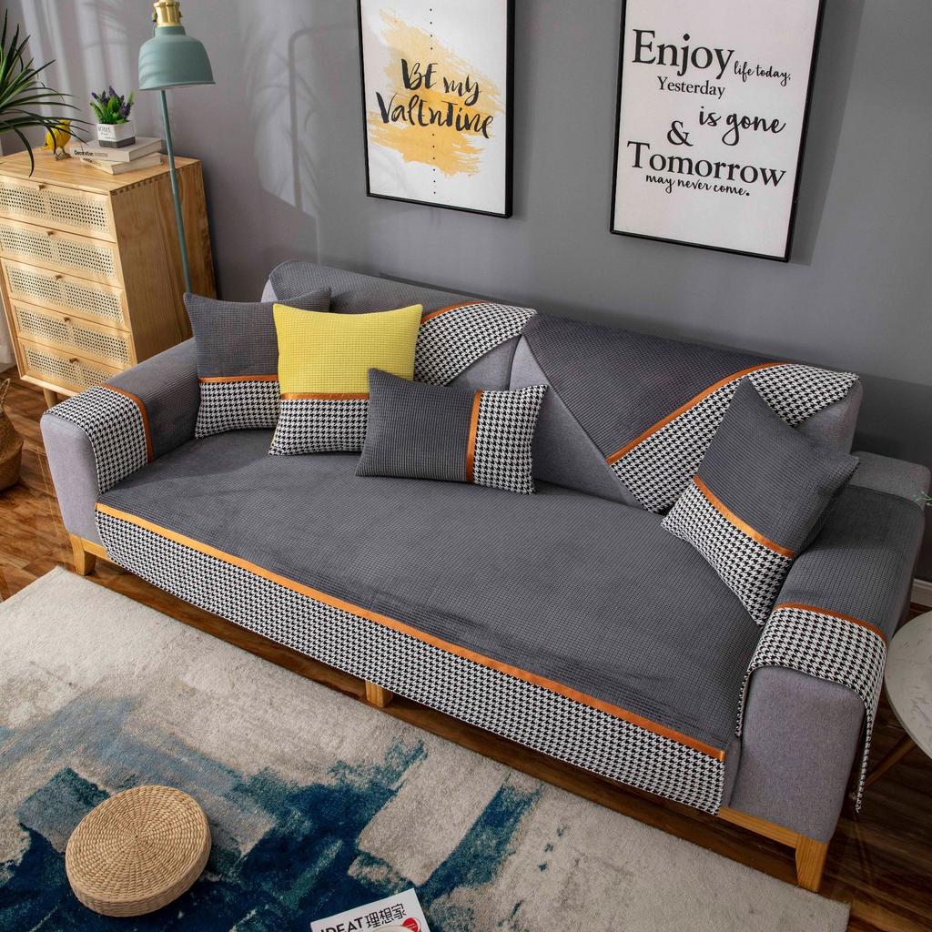 Универсальная подушка для дивана с узором «гусиные лапки» на четыре сезона, современная простая нескользящая подушка для дивана, чехол для полотенец