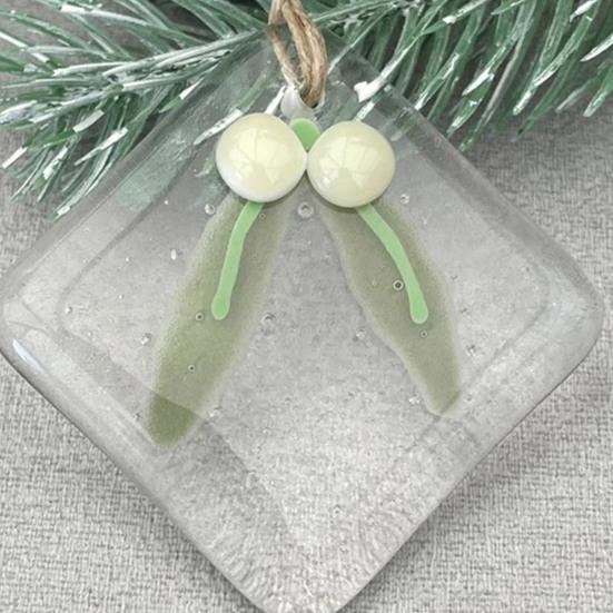 Sparkling Glass Christmas Tree Decoration Small Bird/Plants Design Create Atmosphere with Hanging Rope Window Pendant