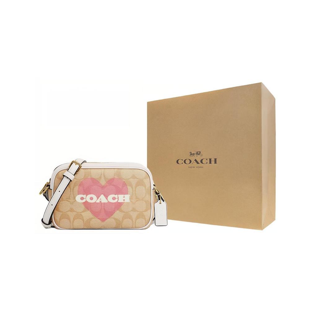 Coach Джейми 21 Классическая Монограмма Сердце Несъемный Ремень Через Плечо Застежка-молния Синтетическая Кожа Сумка На Плечо Crossbody Маленькая CO939-IMOTV