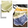 Men Boxer Underwear Mid-rise Elastic Waistband Color Shorts Ribbed Briefs U-convex Patchwork Panties Daily Wear