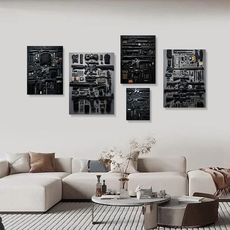 Домашний декор Интерьерные картины Огнестрельное оружие Картина на холсте Постеры с оружием М4 для настенных наклеек Украшения Аксессуары для оружия Искусство в комнате