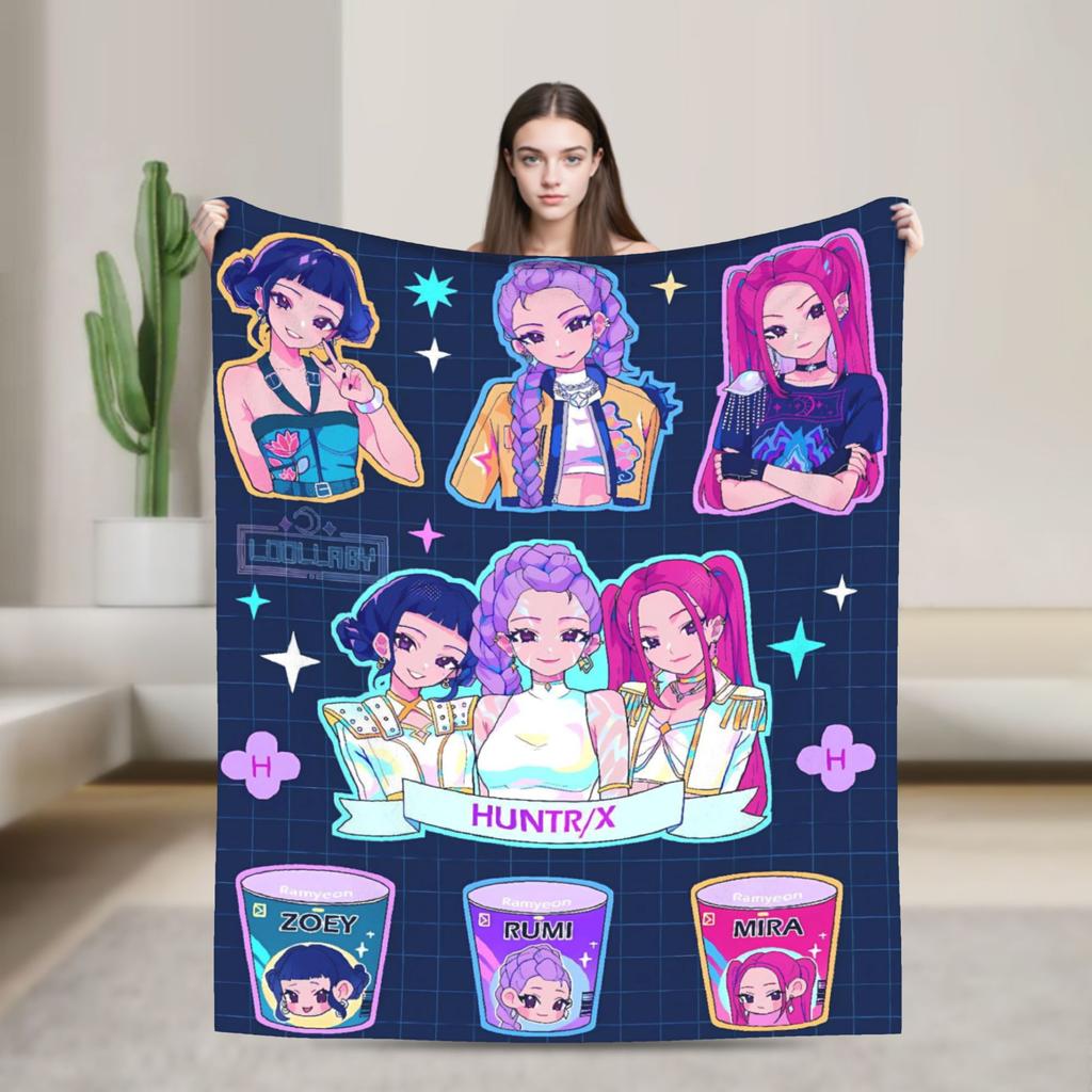 KPop Demon Hunters Super Soft Blanket Students Plush Throw Blanket Graphic Living Room Flannel Bedspread Sofa Bed Cover