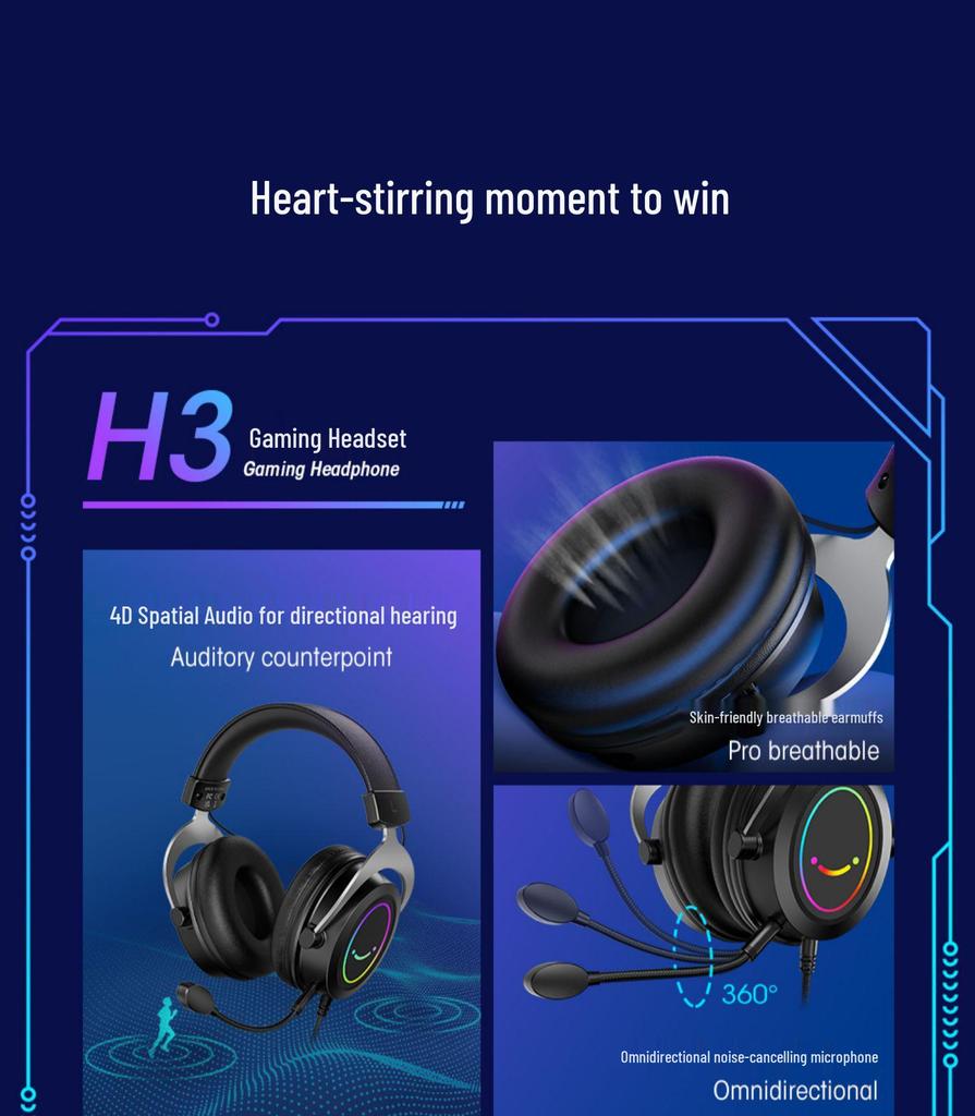 Игровая гарнитура Fifine H3 E-Sports, полноразмерная, проводная, для компьютера, телефона, прямых трансляций и мониторинга