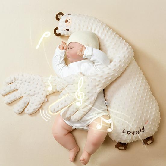 Baby Patter for Sleep Startle Prevention Stuffed Doll Pillow with Soothing Patting Palm Pad Soothing Patter Sleep Companion with Music for Comforting