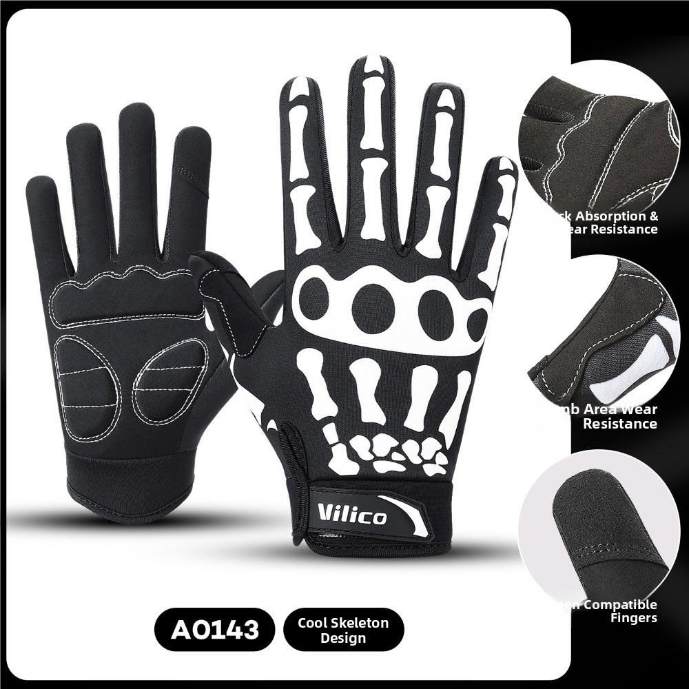 1 Pair Skeleton Design Cycling Gloves Breathable Touchscreen Gloves  Cycling Sports