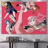 Anime Band Girls Tapestry Wall Hanging Sunset City Crosswalk Guitar Cases Aesthetic Wall Art Dorm Bedroom Decor