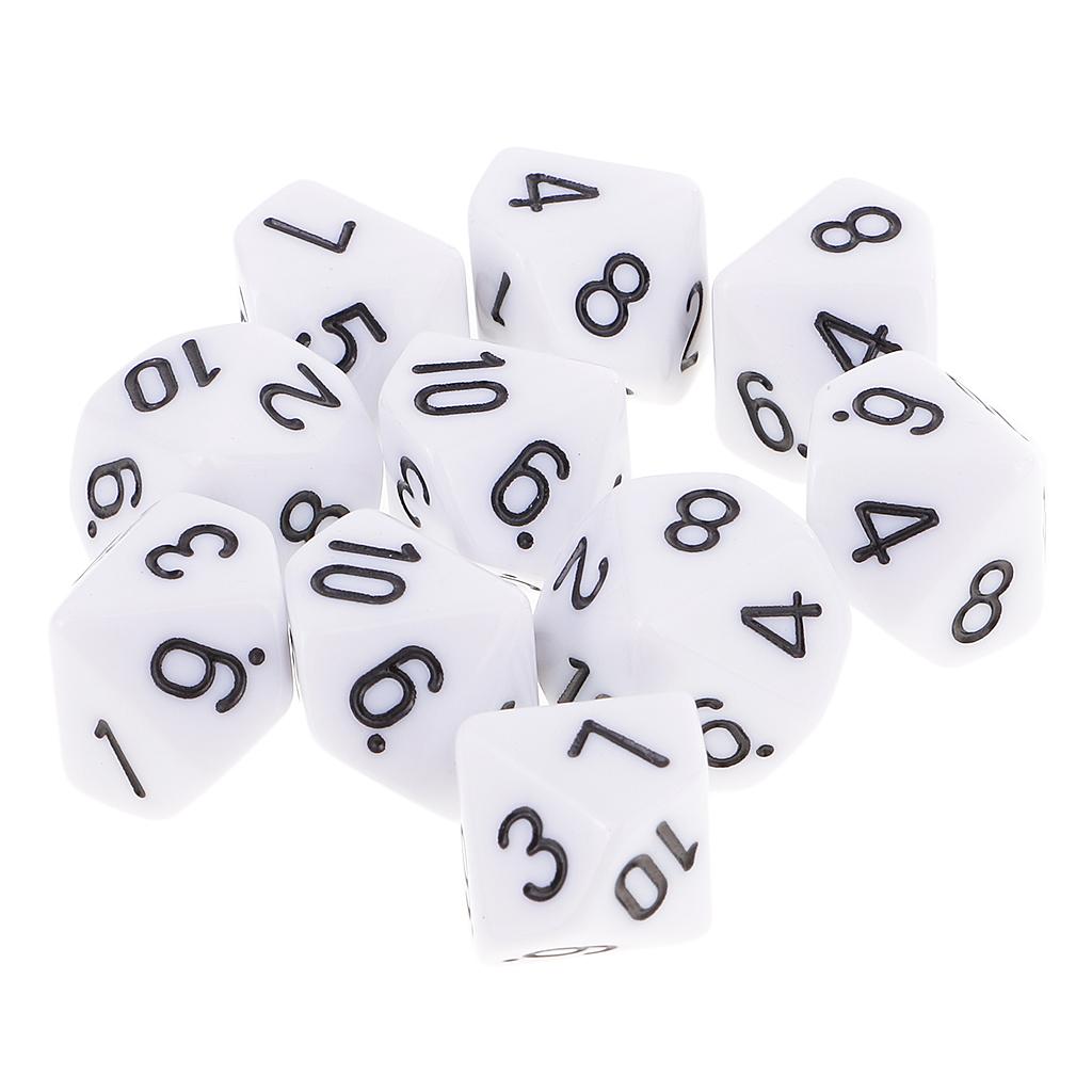 10шт 10-гранные игральные кости D10 многогранные игральные кости для игр
