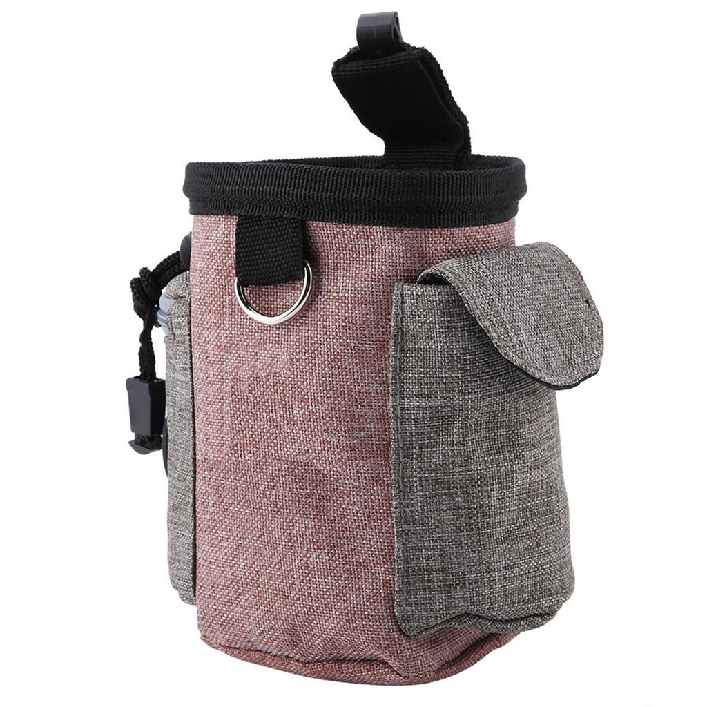 Portable Cotton Linen Pet Dog Detachable Feed Pocket with Adjustable Waistband