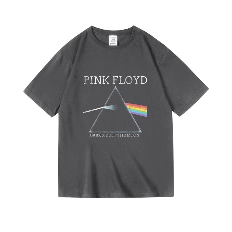 Футболка Pink Floyd Dark Side of The Moon с изображением обложки альбома Топы Винтажные Мужские Женские Свободного кроя Хлопковая Одежда Хип-хоп Унисекс Футболка Одежда