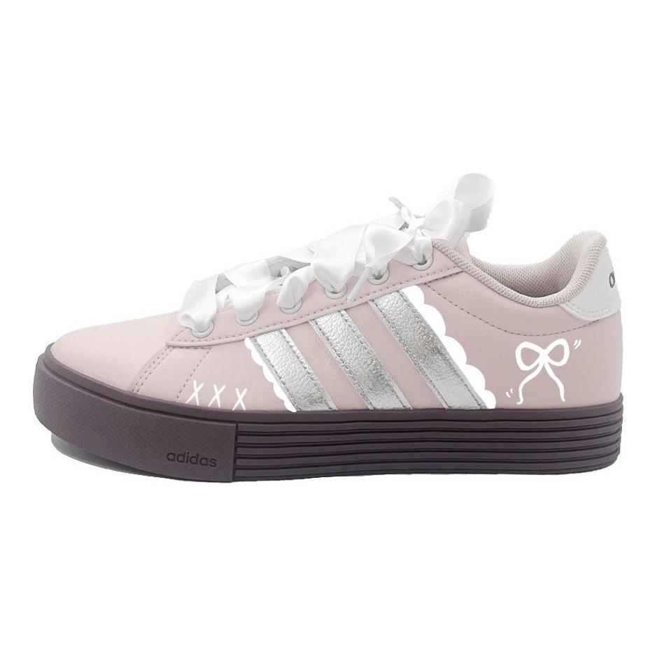 Adidas Daily 4.0 Silver Butterfly Abrasion Resistant Low top Skateboard Shoes Unisex Pink JR0080(tea641-)