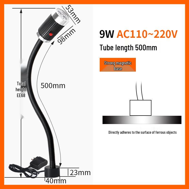 Magnetic LED Work Lights for CNC & Milling Machines, 220V/24V, Gooseneck Hose Design
