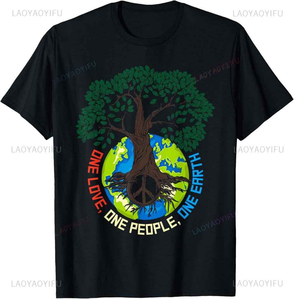 Peace Tree Love EnvironUnisextal Protection Earth Day Climate TShirt Unisex Summer Streetwear Tops Customizable Printed Tshirt