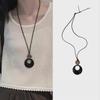 Retro Black Rope Long Necklace - Elegant Chinese Design for Women, Perfect for Autumn/Winter Sweaters
