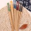 Japanese Saury Bamboo Chopsticks Set: Five-Color, Non-Slip, 22.5cm, for Cooking & Dining.