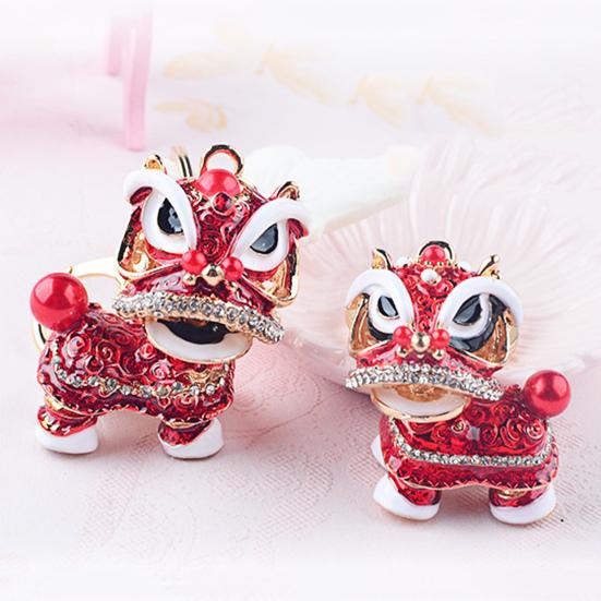 Инкрустация стразами в китайском стиле, реалистичное трехмерное неувядающее украшение, вращающаяся на 360 градусов голова, вращающийся кристалл с кристаллом, сумка для ключей в виде танца льва