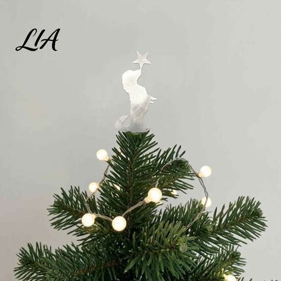 Holiday Pet Themed Decor Metal Dog Christmas Tree Topper, 11.81 Inch Cute Dachshund Topper Modern Ornament with Star, Decoration, Gifts for