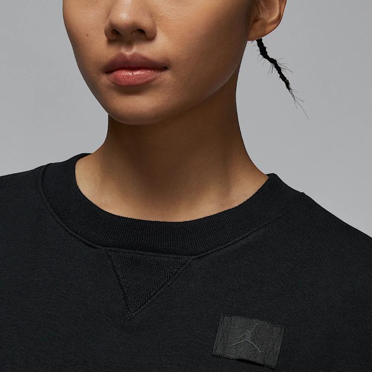 Jordan Flight Fleece FW24 Logo Solid Color Loose Comfortable Crewneck Sweatshirt Women Sweatshirt Black HJ1324-010