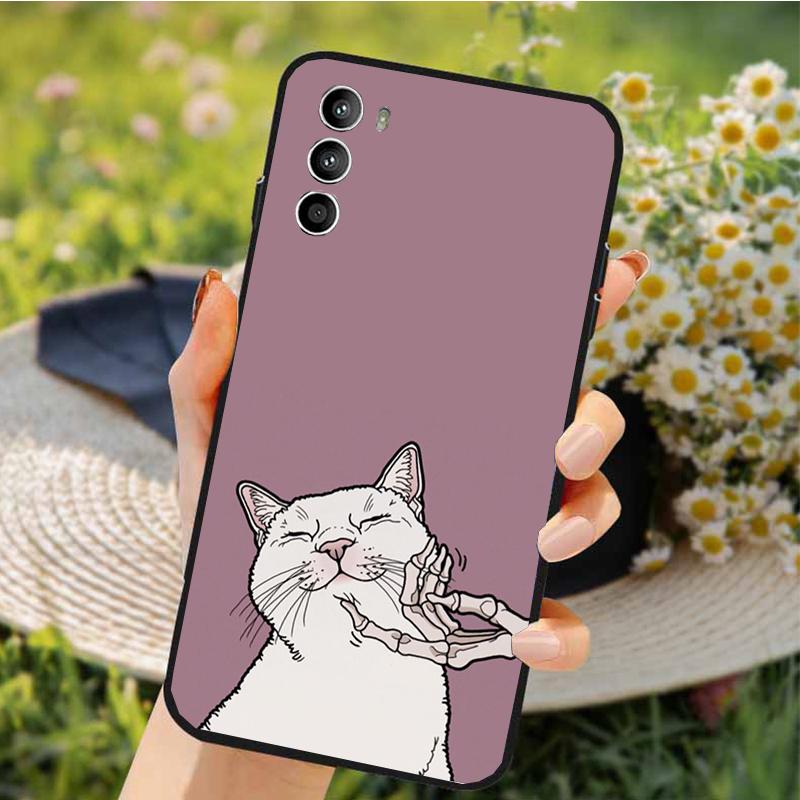 Skeleton Cat Phone Case For Motorola Edge 50 40 Pro 50 40 30 Ultra Neo Fusion Moto G84 G54 G85 G62 G53 G72 Funda