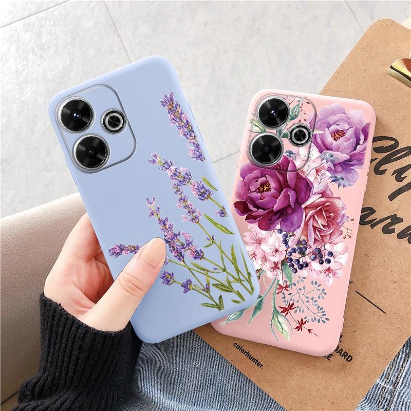 Мягкий силиконовый чехол для девочек с цветком для Xiaomi Redmi Note 13 Pro 13C Samsung A35 A55 M35 M34 S24 iPhone 15 Huawei Honor Camera Защитный противоударный чехол