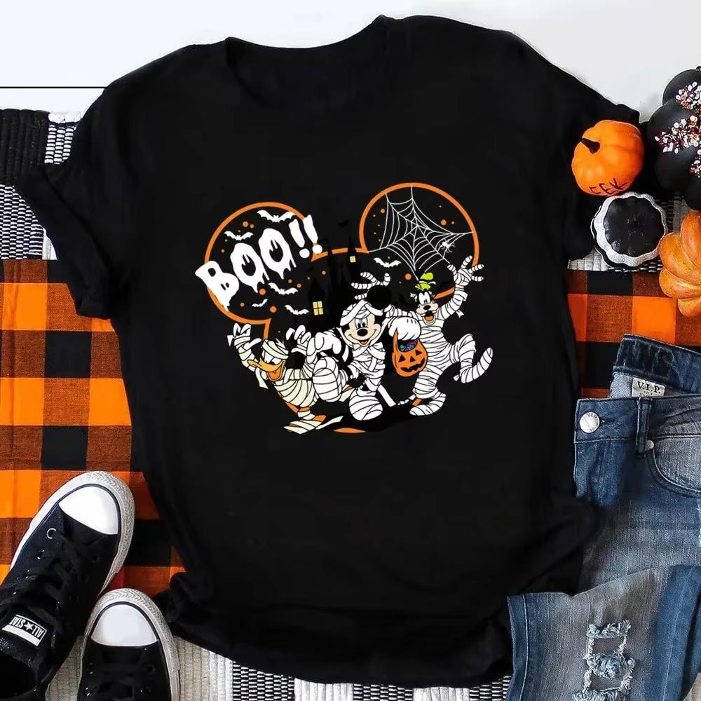 Fashion Womens Y2k Halloween Mickey Cotton Fashion Unisexs and WomenTShirt Short Sleeve New CoupleTShirt Family of Three
