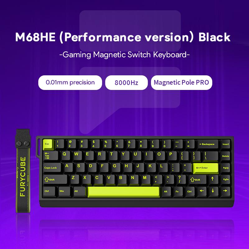 Furycube M68 HE 60% Wired Gaming Keyboard Hall Effect Magnetic Switch RGB Backlit 0.125ms Rapid Trigger Adjustable Actuation