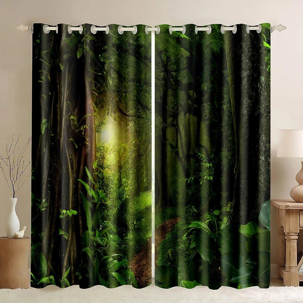 3D печать лес дерево пейзаж тонкие оконные шторы джунгли дикая природа ботанический принт узор для гостиной спальни