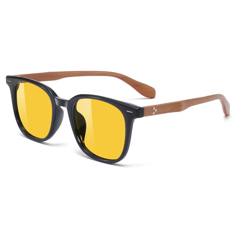 Светочувствительные очки с изменяющимся цветом, анти-синий, квадратная оправа, ретро-смотр на мобильные телефоны, плоские очки, ножки из бамбука и дерева с близорукостью