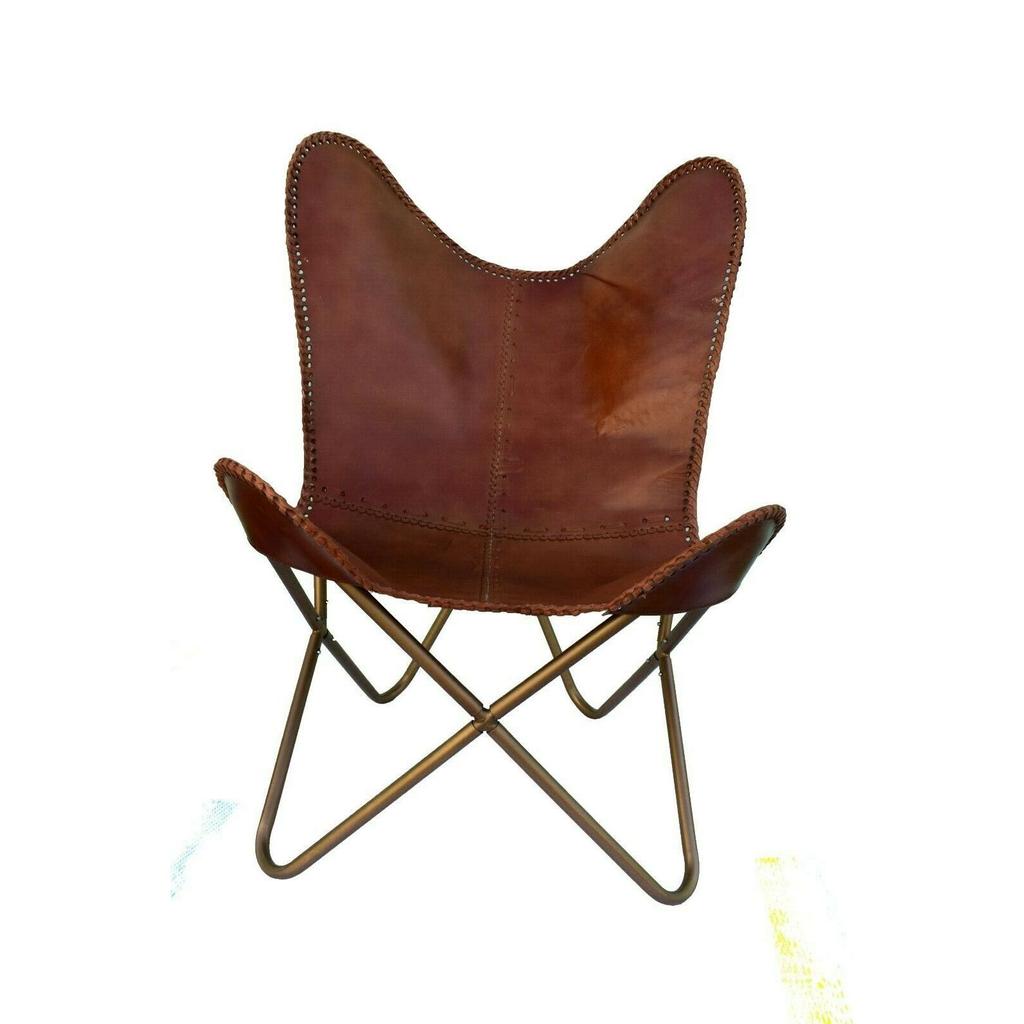Handmade Leather Chair New Butterfly Chair Industrial Occasional Relax