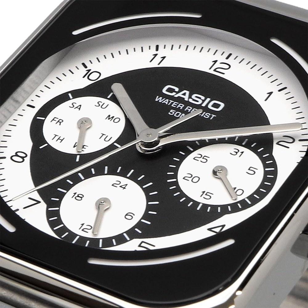 Casio Стандартные мужские часы MTP-M307D-1BV Круглые Прямоугольные 24-часовые Многофункциональные Аналоговые Черные