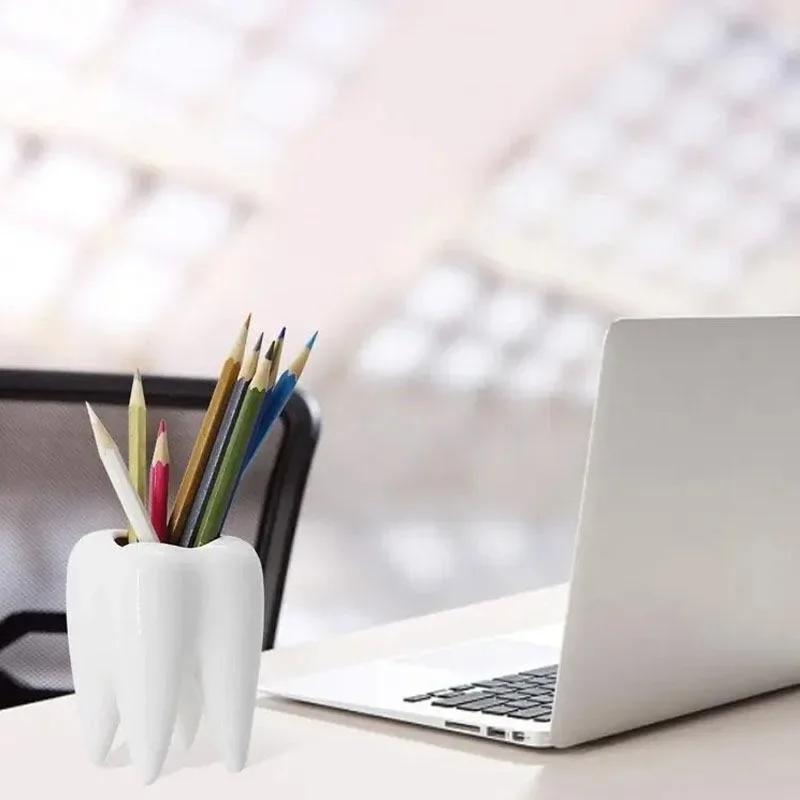 Суккулентное горшечное растение, чисто-белый керамический держатель для ручек, украшение для дома, цветочный горшок в форме зуба, трансграничный