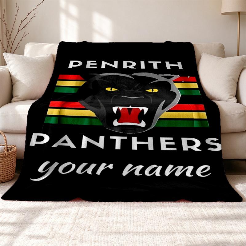 Penrith Panthers Customizable name outdoor blanket soft cozy and warm Multi-purpose office blanket outdoor camping and travel blanket all